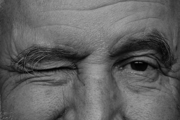 istock Eye views of an elderly man in black and white. 1460069059