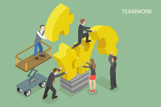 Vector illustration of 3D Isometric Flat Vector Conceptual Illustration of Team Building