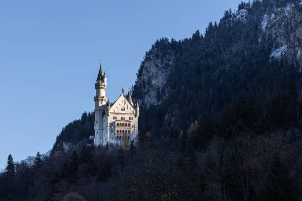 Schwangau, Germany - 12 12 2022: The beautiful Neuschwanstein castle in autumn day
