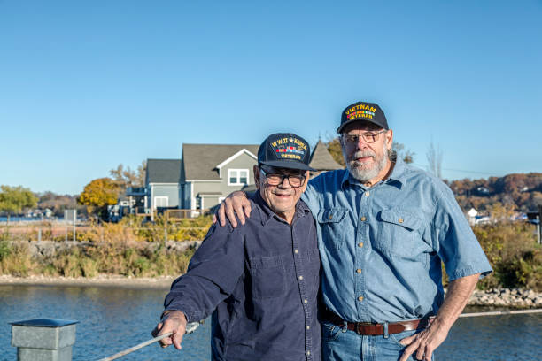 istock Two Senior Men Military War Veterans Standing Side By Side 1460076029