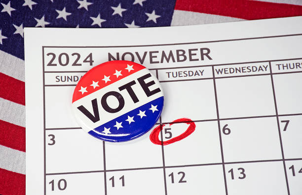 Vote Pin On November 2024 Calendar stock photo