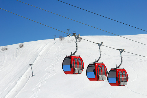 Empty blue advertising space on chairlifts in Uludag ski resort