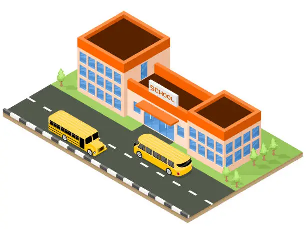 Vector illustration of School isometric vector