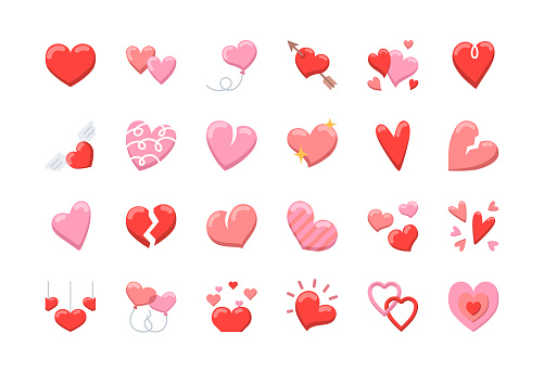 Heart Line Icons. Editable Stroke. Vector illustration.