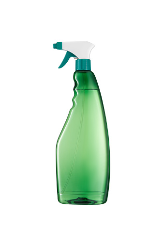 Green Spray Bottle On White