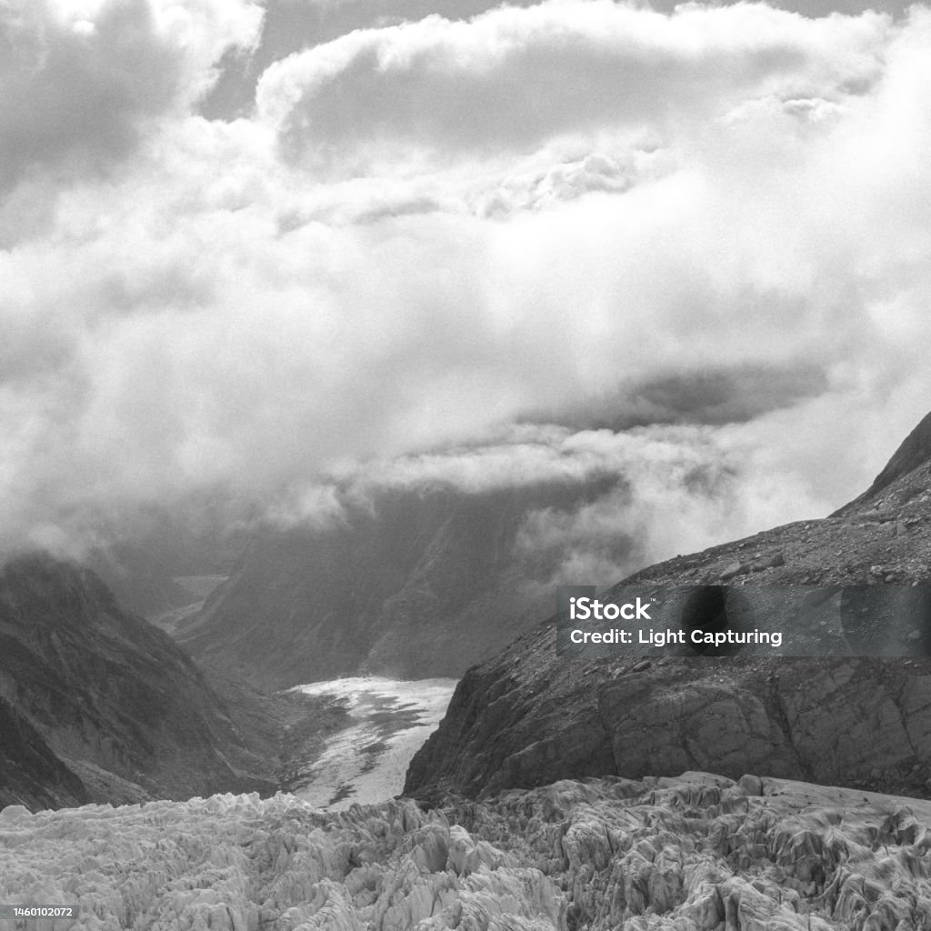 Glacier (b&w) ice and glacier, black and white Black And White Stock Photo