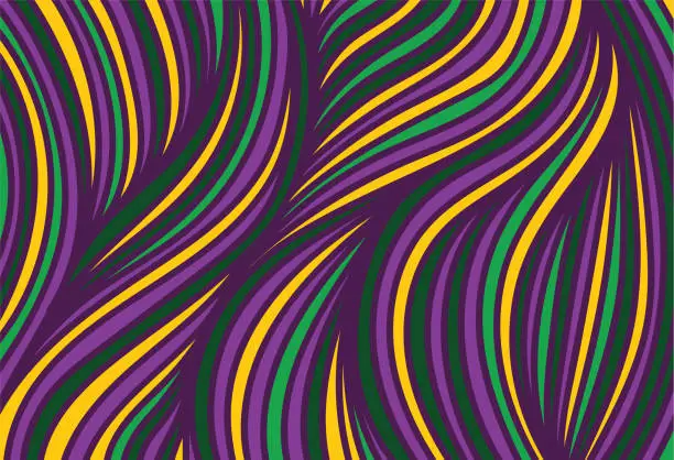Vector illustration of Mardi Gras abstract flow doodle background