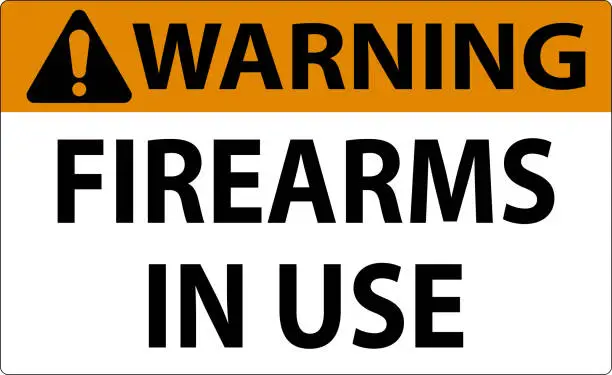 Vector illustration of Warning Firearms Allowed Sign Firearms In Use