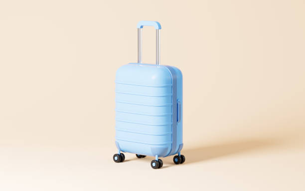 istock A blue luggage in the yellow background, 3d rendering. 1460113140