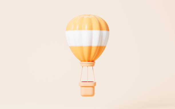 istock Cartoon hot balloon with yellow background, 3d rendering. 1460113154