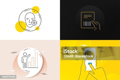 istock Minimal set of Parcel invoice, Problem skin and Fake information line icons. For web development. Vector 1460115483