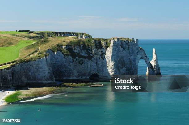 The White Cliffs Of Falaise Daval In Etretat Normandy France Stock Photo - Download Image Now