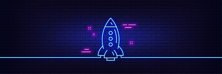 istock Rocket line icon. Spaceship transport sign. Neon light glow effect. Vector 1460118478