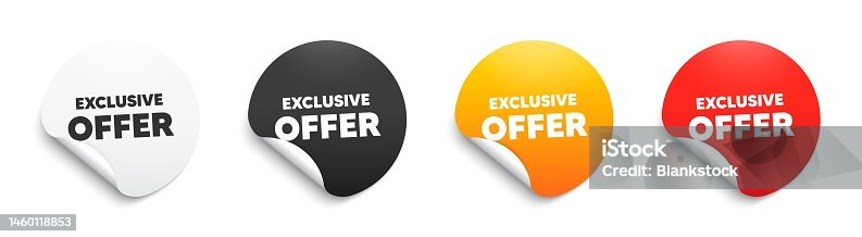 istock Exclusive offer text. Sale price sign. Round sticker badge banner. Vector 1460118853