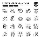 istock Set of Business outline icons. Contains icons as Buyer insurance, Cyber attack and App settings elements. Vector 1460119196