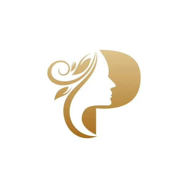 Vector illustration of Initial P face beauty logo design templates