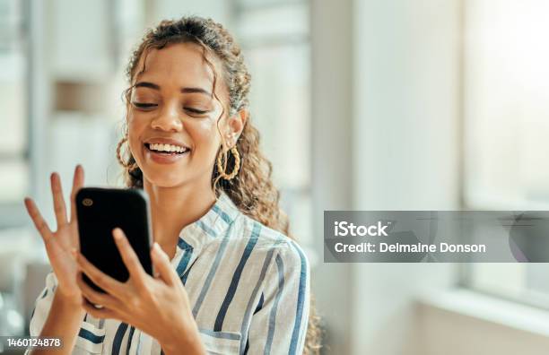 Social Media Connection And Woman Typing On A Phone For Communication App And Chat Web Search And Corporate Employee Reading A Conversation On A Mobile Networking And Texting On A Mobile App Stock Photo - Download Image Now