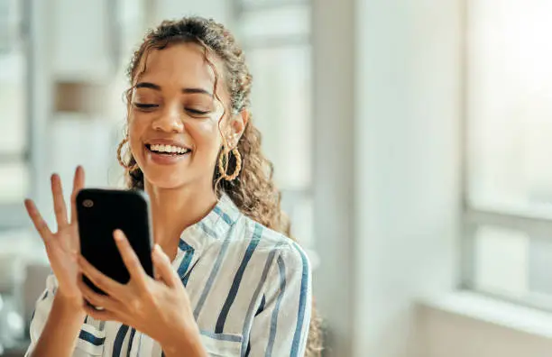 Social media, connection and woman typing on a phone for communication, app and chat. Web, search and corporate employee reading a conversation on a mobile, networking and texting on a mobile app