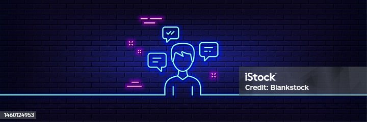 istock Chat Messages line icon. Conversation sign. Neon light glow effect. Vector 1460124953