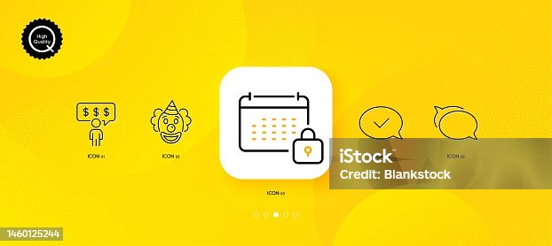 istock Clown, Talk bubble and Employee benefits minimal line icons. For web application, printing. Vector 1460125244