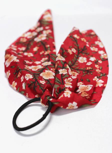 istock vintage hair tie, floral, red isolated on white background. selective focus. 1460128323