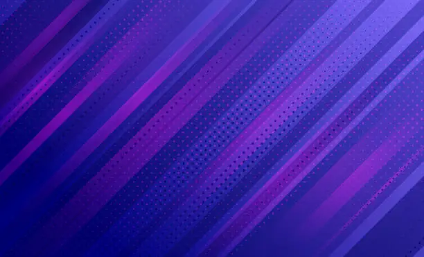 Vector illustration of Purple and blue half tone textured lines background