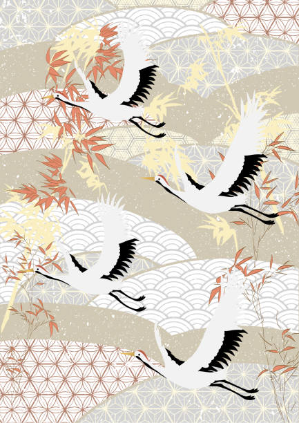 istock Asian style Chinese style national tide ancient style traditional classical auspicious bamboo crane shading poster 
greeting card background wall decoration painting 1460134549