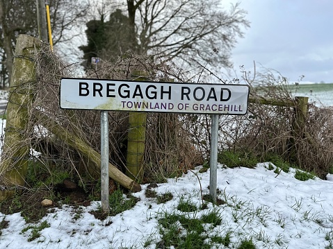 A sign near Thurso on Scotland's North Coast 500 route, a well known scenic drive around the coastline of the far north of Scotland.