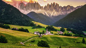 Santa Magdalena village in Val di Funes on the italian Dolomites Italy