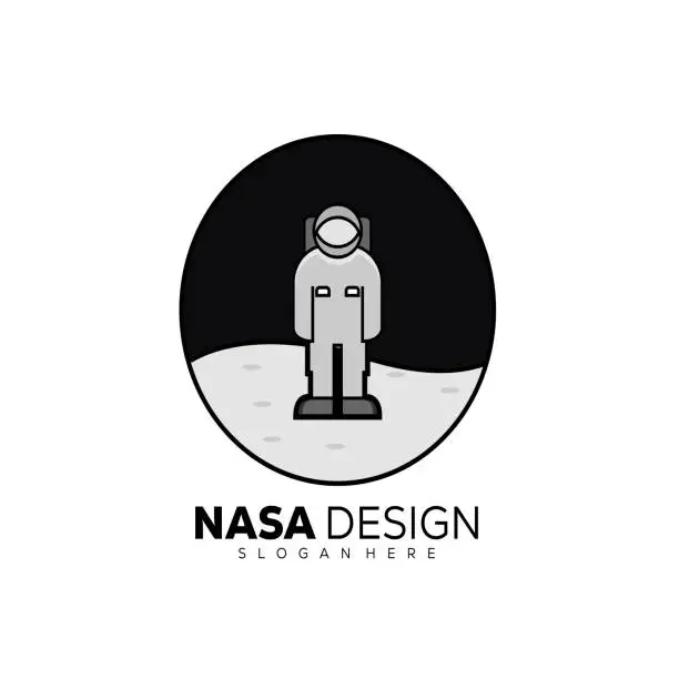 Vector illustration of astronot round design icon template