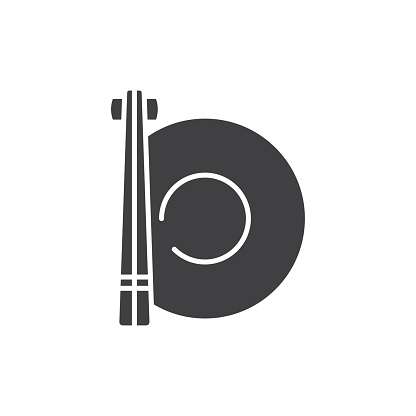 Chopsticks and plate glyph icon. linear style sign for mobile concept and web design.