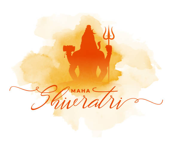 ilustrações de stock, clip art, desenhos animados e ícones de maha shivratri religious background with watercolor effect - om mantra