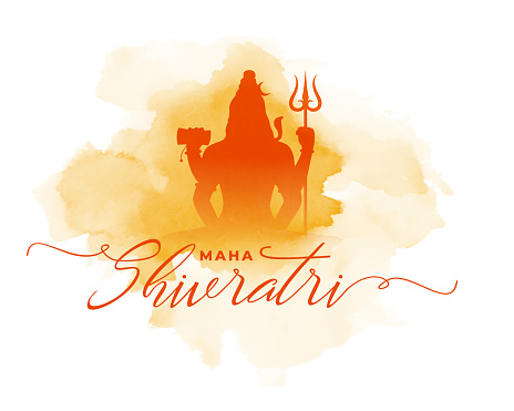 maha shivratri religious background with watercolor effect vector