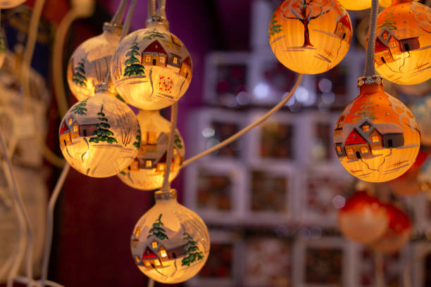istock Christmas toy, balls with painted houses 1460153607