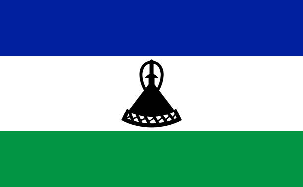 illustrazioni stock, clip art, cartoni animati e icone di tendenza di vettore della bandiera nazionale del lesotho materiale illustrativo - lesotho