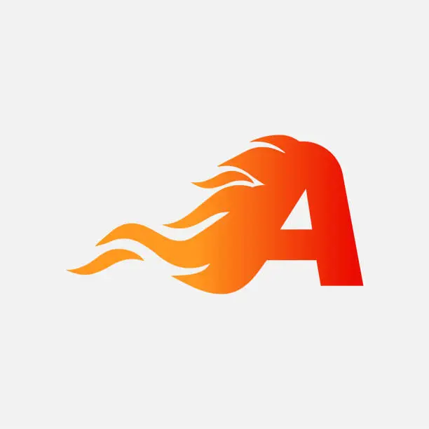 Vector illustration of Letter A logo template with burning fire, easy to create and suitable for companies with eps vector format