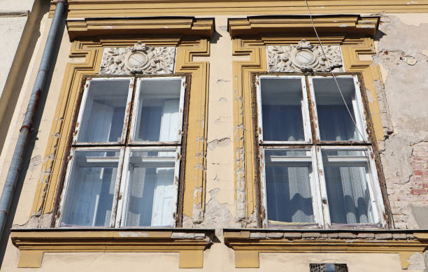 istock Windows of an old ruined building 1460166796