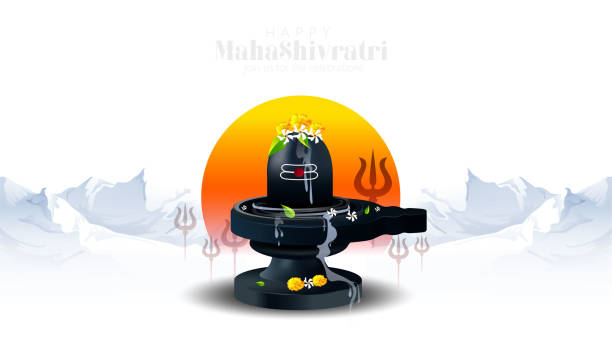 maha shivratri , trisulam, pan śiwa - lingam stock illustrations