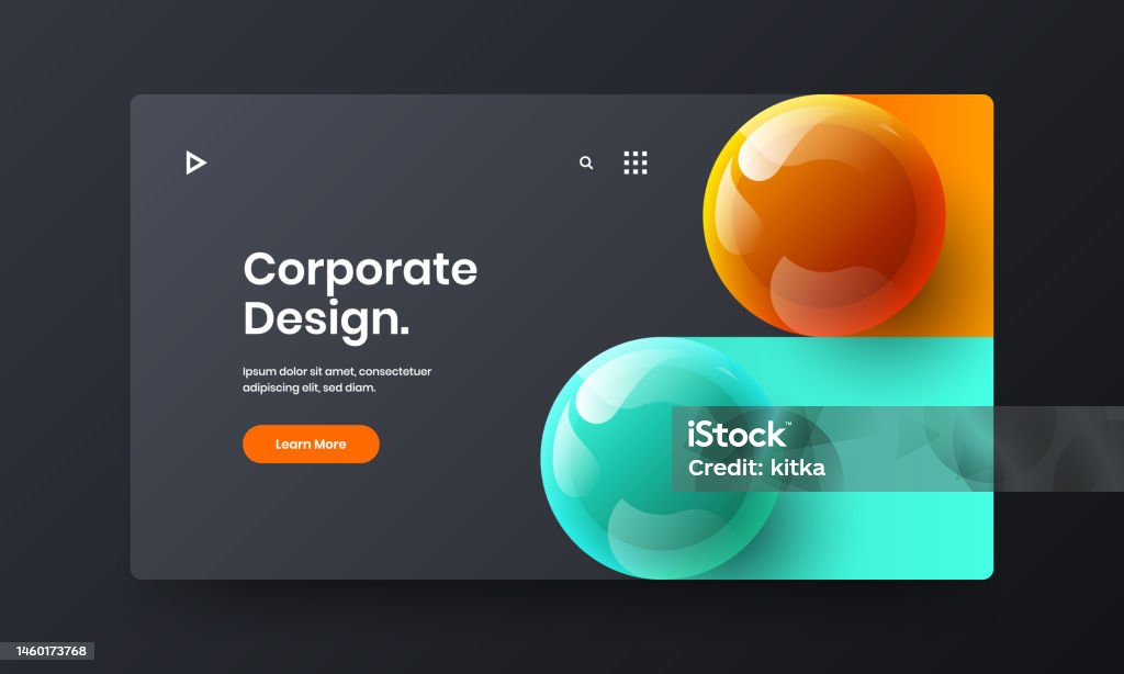 Vivid Realistic Spheres Brochure Concept Creative Catalog Cover Vector