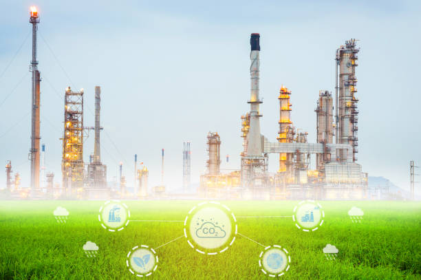 istock Oil refineries and petrochemical plants and environment 1460181572
