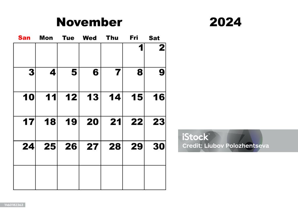 Calendar For 2025 November Stock Illustration Download Image Now