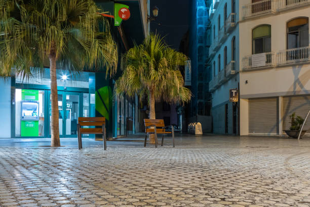 Motion blurs of people shopping in Malaga, Spain