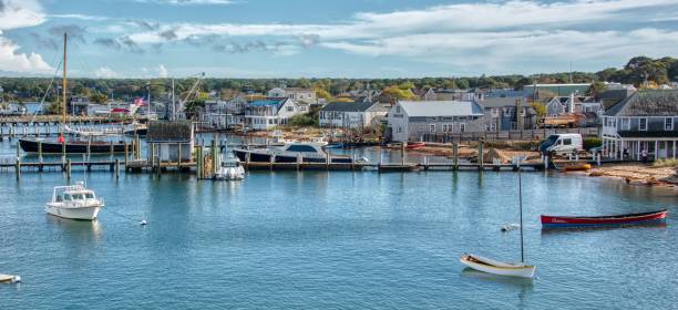 istock Panoramic shot of boats in a harbor 1460191409