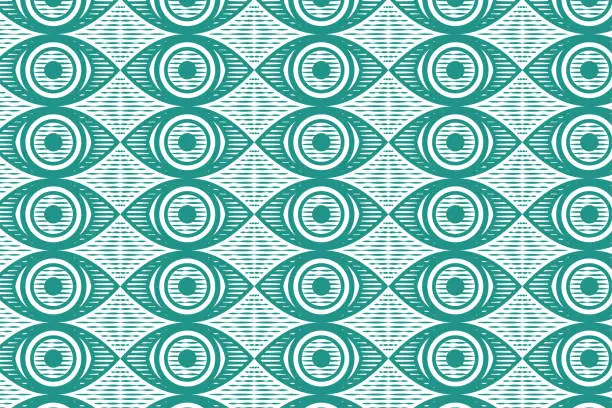 Vector illustration of Abstract green seamless pattern in the style of psychedelic eyes