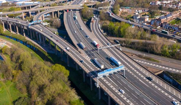 istock Midday traffic at Spaghetti Junction, The Gravelly Hill Interchange in Birmingham 1460193901