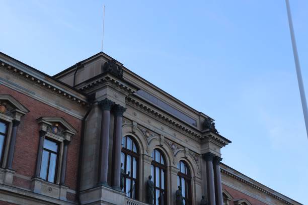 Architecture in a University in Uppsala in Sweden against a blue sky