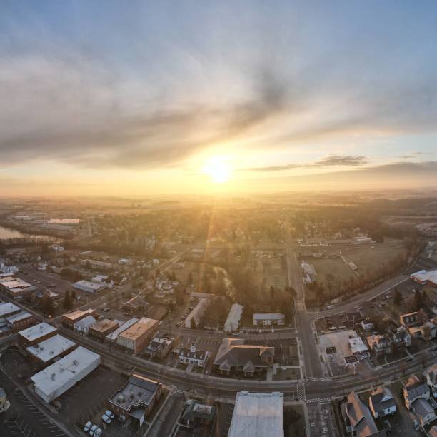 istock Urban scenery of cityscape with lights during sunset 1460196021