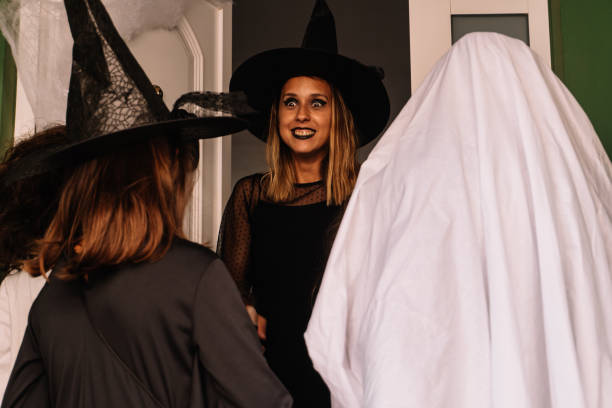 istock Children waiting for their Halloween candy 1460200630