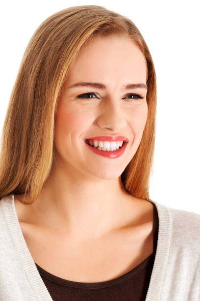 istock Cheerful blonde Caucasian woman isolated on a white background 1460203021