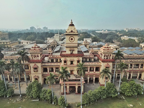 A drone view over the Indian Institute of Technology in Varanasi, Uttar Pradesh, India